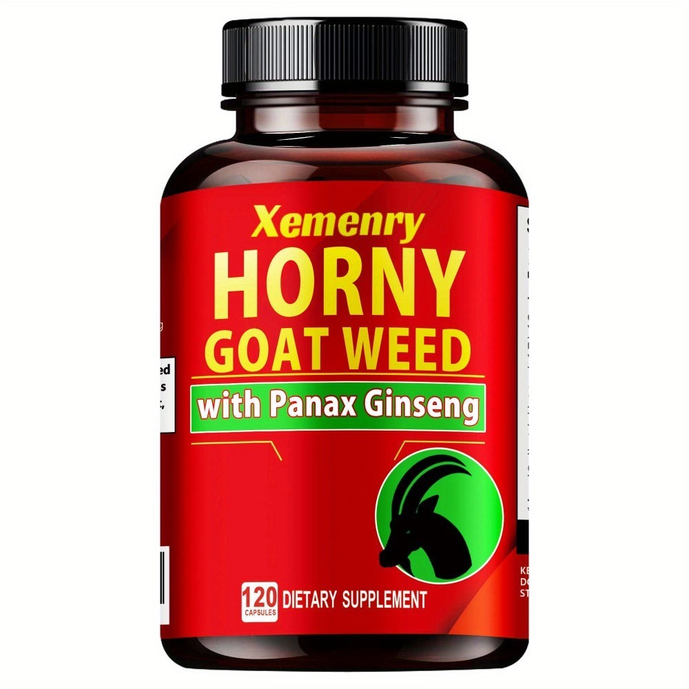 Horny Goat Weed Premium Blended Formula - Replenish Energy, Support Male Vitality & Stamina - 120 Capsules Men's Herbal Supplement