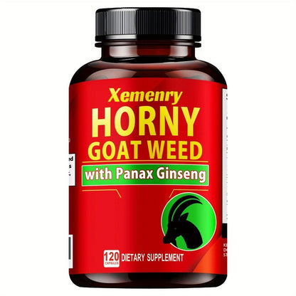 Horny Goat Weed Premium Blended Formula - Replenish Energy, Support Male Vitality & Stamina - 120 Capsules Men's Herbal Supplement