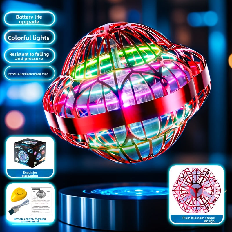 UFO Flying Ball Toy Smart Sensor Hovering Drone Hexagonal Spinning Saucer with Autonomous Flight for Kids Boys Girls Indoor Outdoor Party Christmas Birthday Gift Blue Purple Red