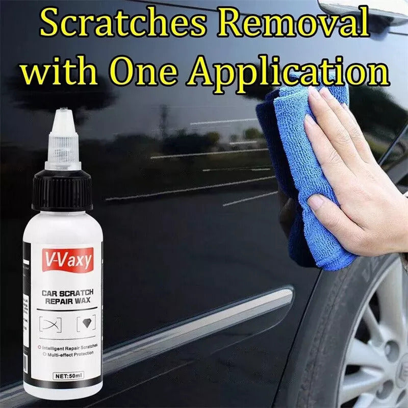 3Sets V-Vaxy Car Scratch Repair Wax - Professional Car Scratch Remover, Car Paint Scratch Repair, Car Polish, Deep Scratch Repair, Long-Lasting Results, Easy Application, Universal Fit For All Vehicles (3*Paint+3*Sponge+3*Towel)