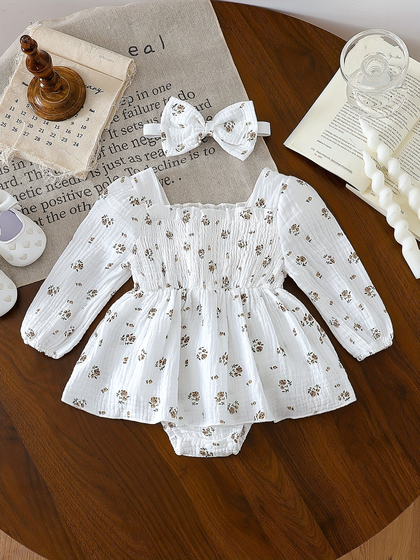 Baby Apricot Floral Romper - product view 12