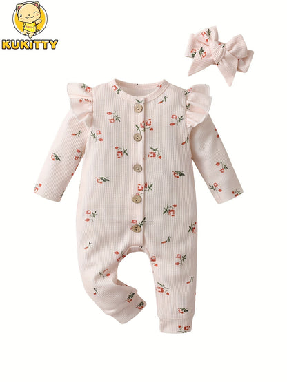 Baby Beige Floral Printed Jumpsuit - product view 7