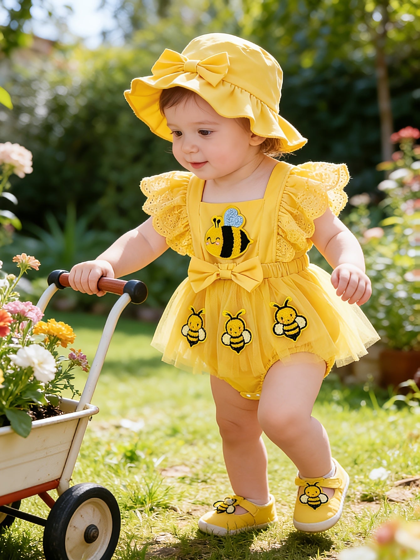 Baby Yellow Chiffon Sleeveless Jumpsuit - product view 13