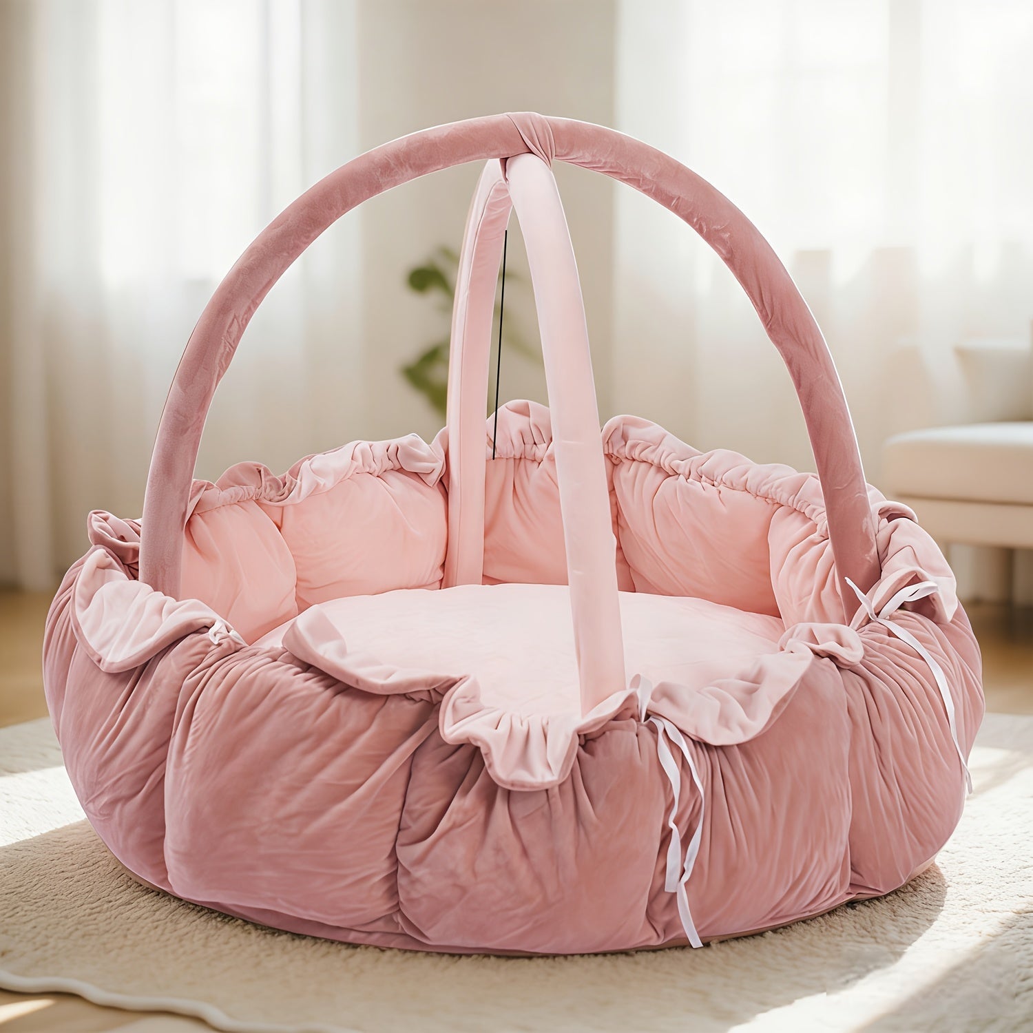 5 in 1 Thick Plush Baby Gym Baby Mats for Floor Tummy Time Mat Cat Bed Dog Bed - product view 3