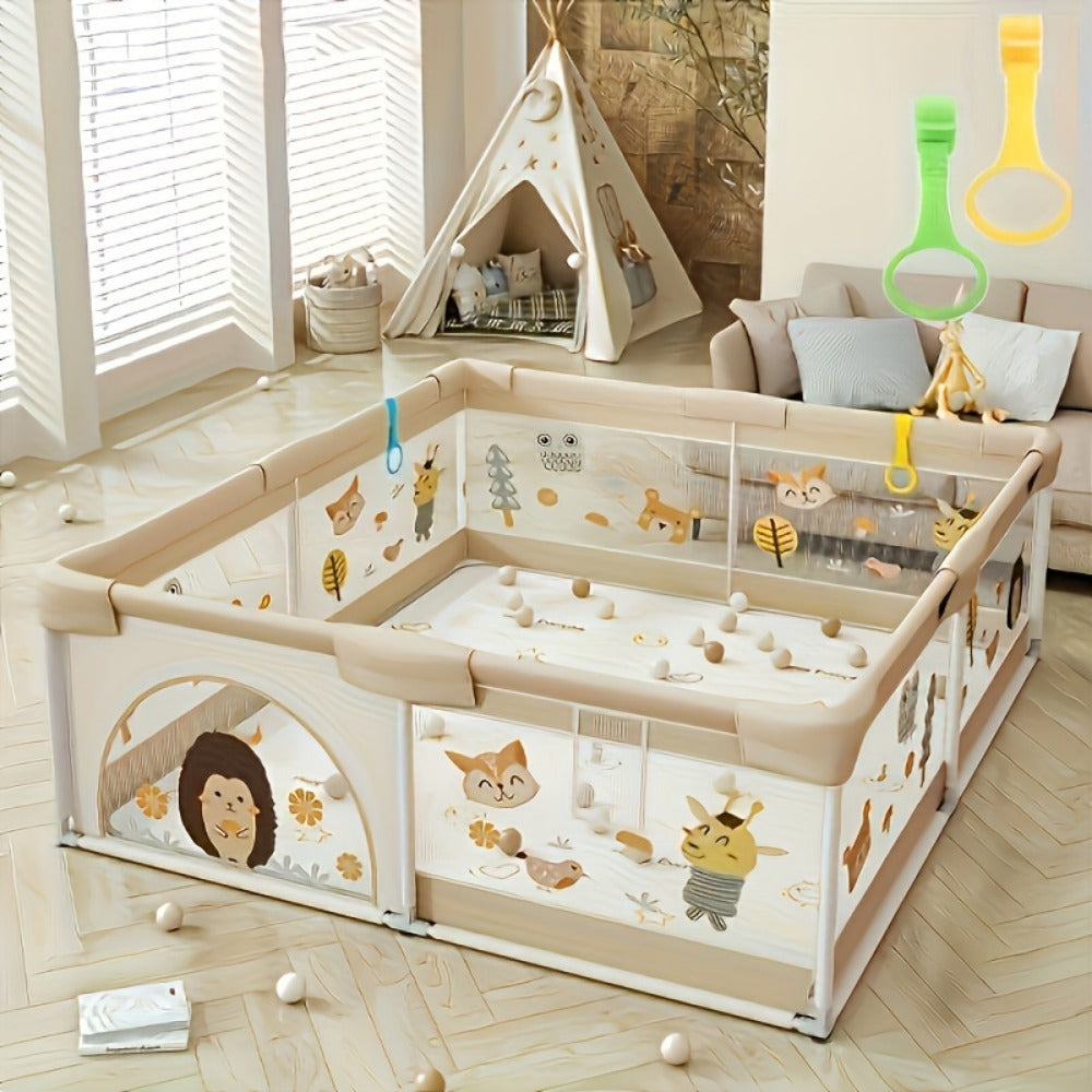 Baby Playpen with Gate Indoor Outdoor Children Activity Center Non-Slip Base Large Play shown in the main product view