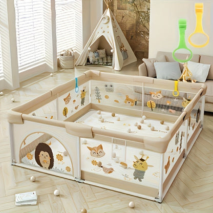 Baby Playpen with Gate Indoor Outdoor Children Activity Center Non-Slip Base Large Play shown in the main product view