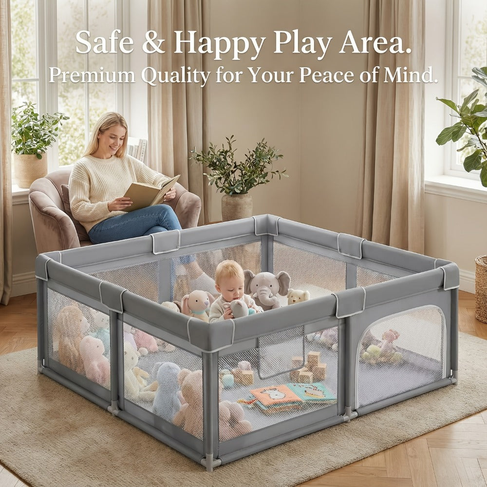 Baby Playpen, 50x50 Inch Breathable Mesh Play Yard for Babies Toddlers Indoor Outdoor shown in the main product view