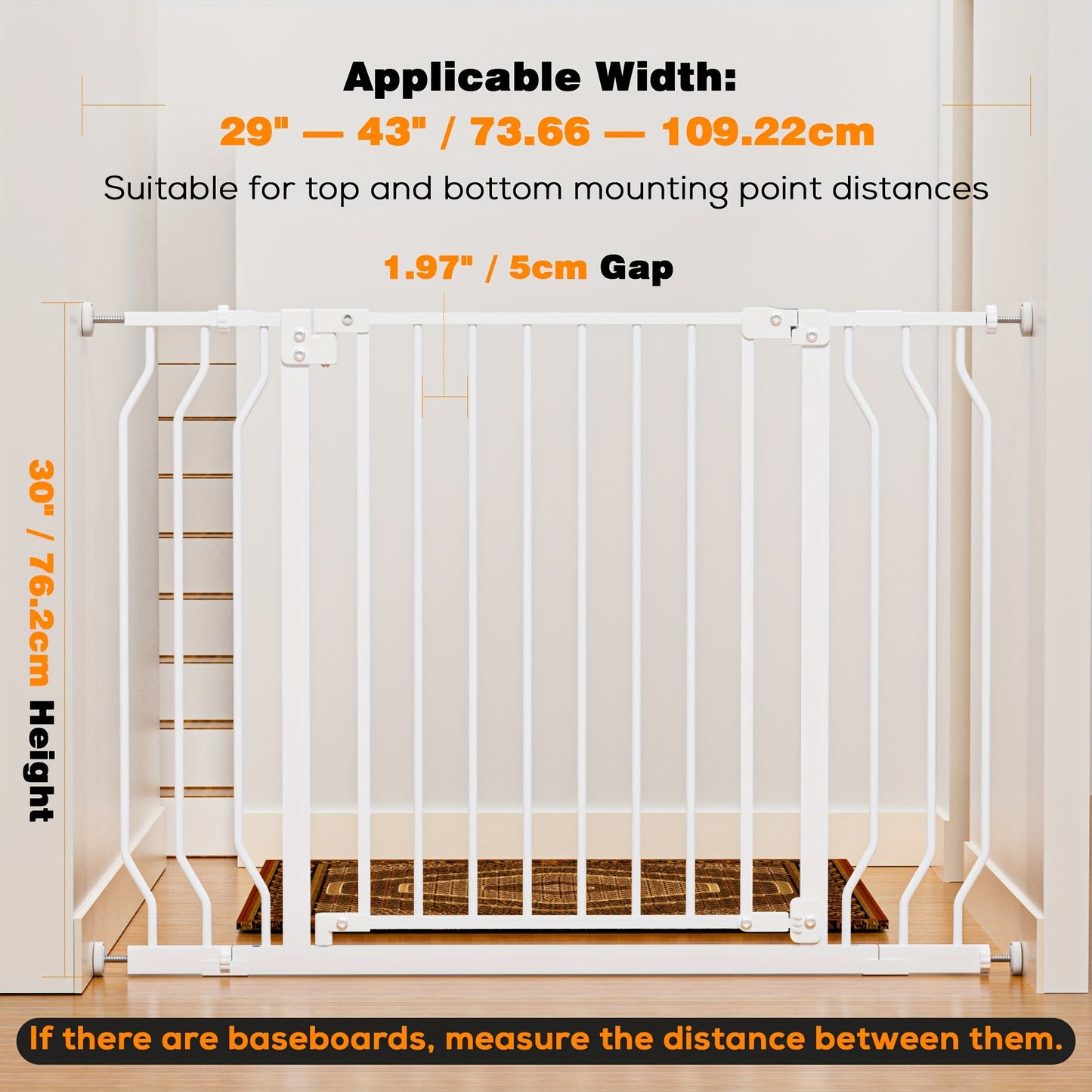 29 5 62 6 Baby Gate for Stairs Height 30 Auto Close Pet Dog Gate for Doorways Easy - product view 3