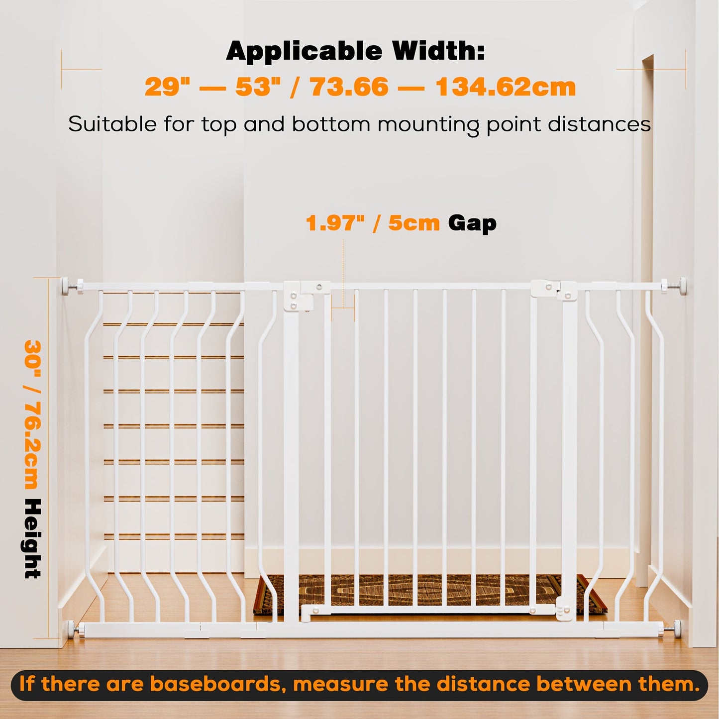 29 5 62 6 Baby Gate for Stairs Height 30 Auto Close Pet Dog Gate for Doorways Easy - product view 6