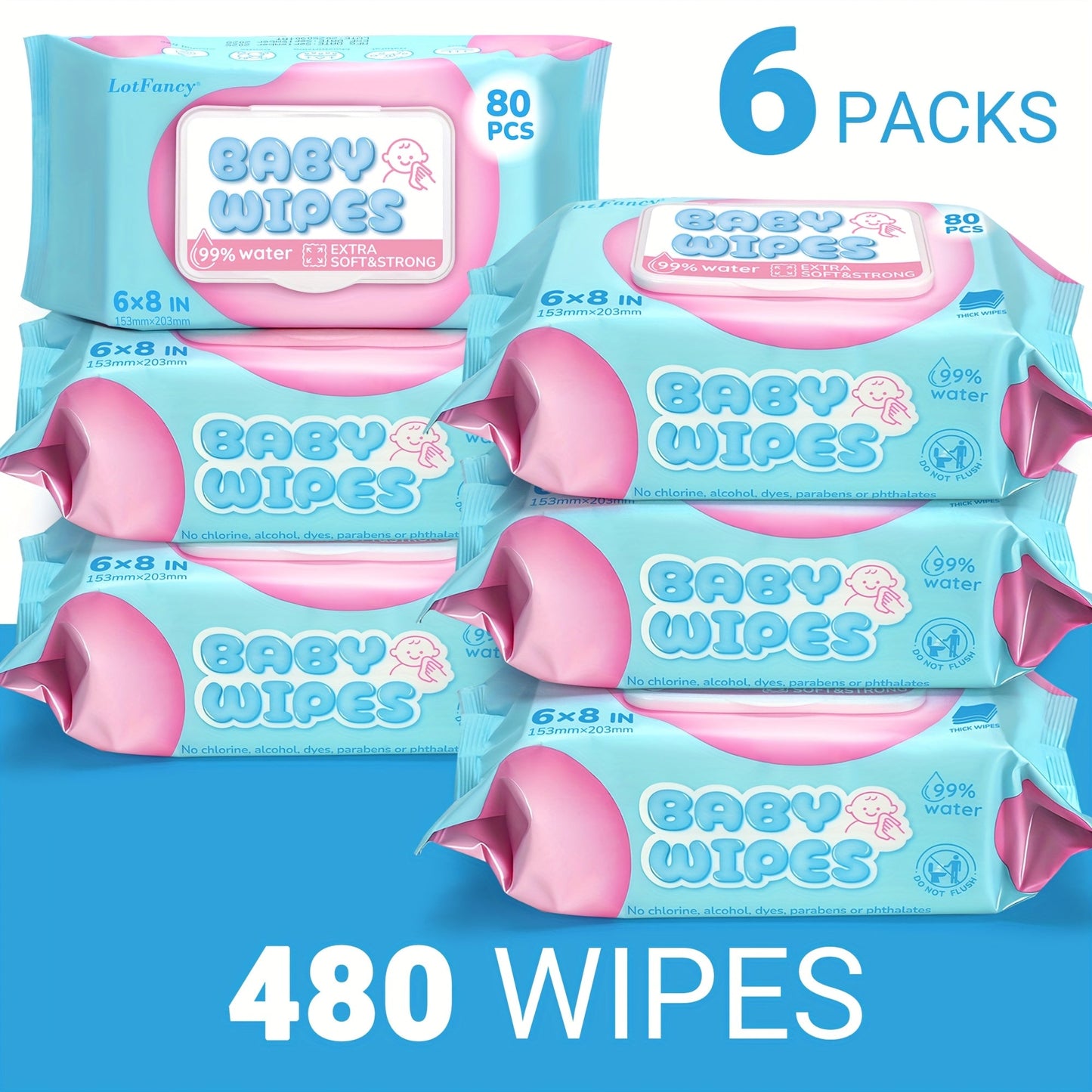 1 3 4 6 8 Pack Baby Wet Wipes for Infant Toddler 99 EDI Pure Water No Fluorescent - product view 5