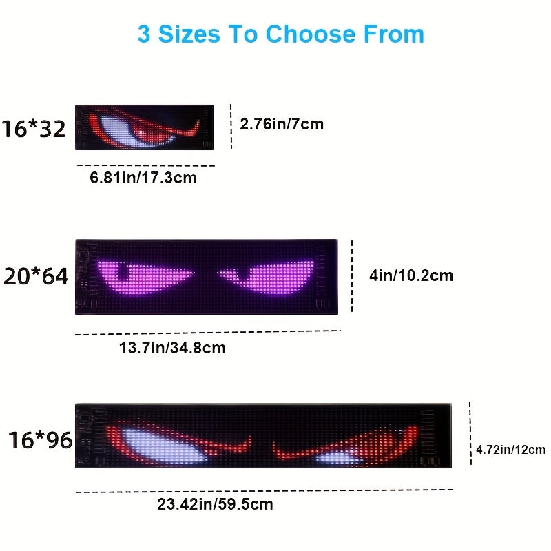 LED Fun Display Compatible for DIY Text/Pictures/Gifs - Devil's Eye Flexible Screen with 5V/36V LED Sign Cable, Car/vehicle Dashboard Display, ized Driving/Riding Companion, Valentine's Gift (DIY Content)