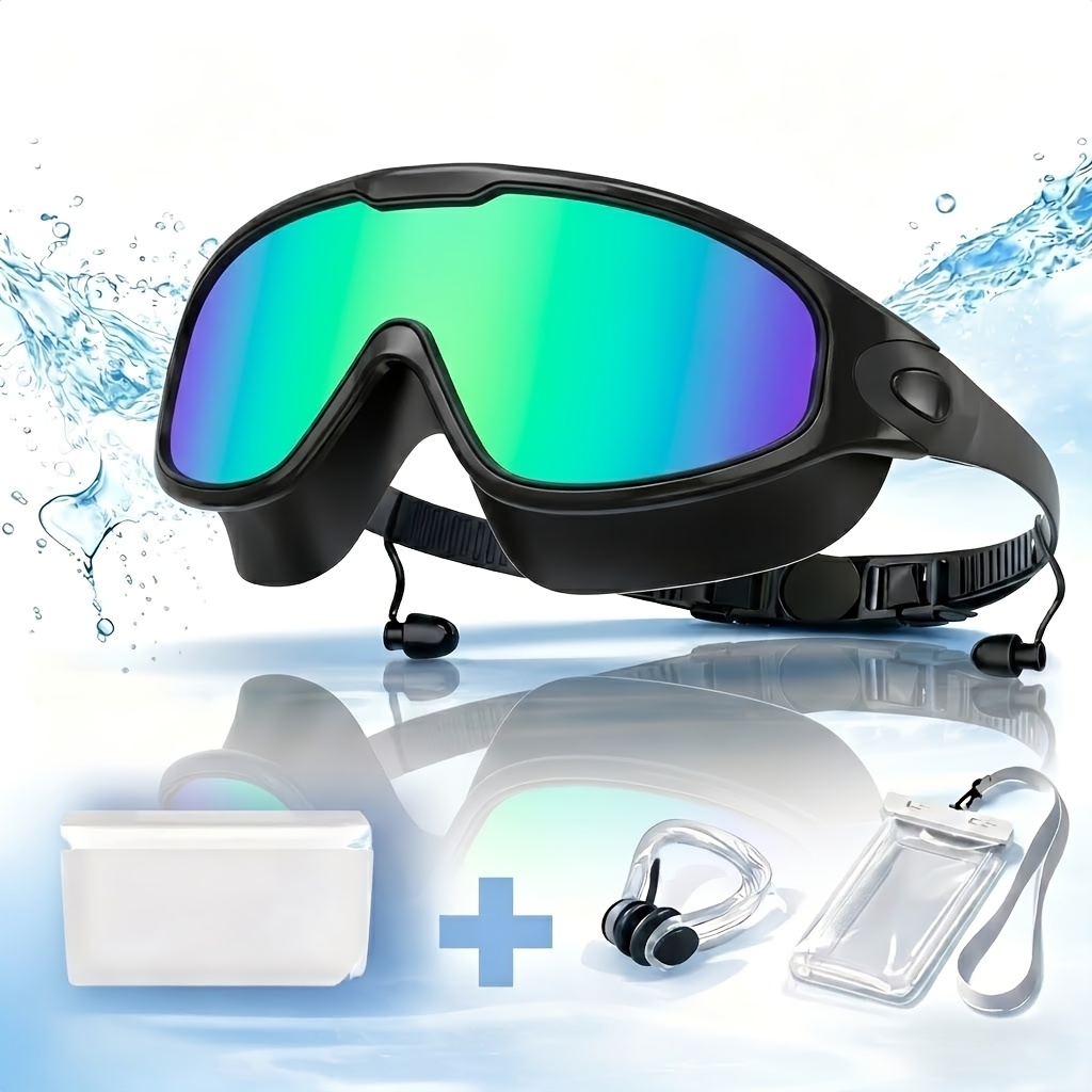 Anti-Fog Swimming Goggles Set – UV Protection, Earplugs & Nose Clip
