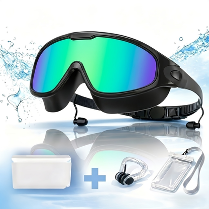 Anti-Fog Swimming Goggles Set – UV Protection, Earplugs & Nose Clip
