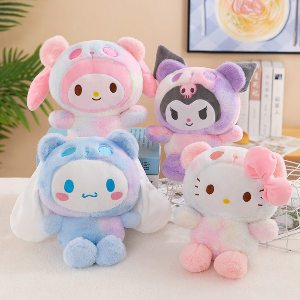 Sanrio Tie Dye Plush Set of 5 – Kawaii Hello Kitty Kuromi My Melody Cinnamoroll Gudetama Stuffed Animals, Room Decor & Birthday Holiday Gift for Girls
