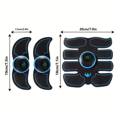EMS Muscle Stimulator Abdominal Training Belt, Electronic Ab Toner for Whole Body Fitness & Strength Training, Exercise Equipment for Men & Women – 3 Machines + 3 Patches Included