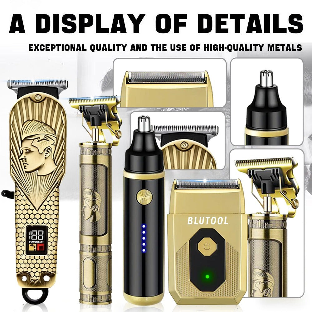 Hair Clipper & Beard Trimmer Set for Men USB Rechargeable with LCD Display – Professional Cordless Barber Kit Home Grooming Bundle, Gift for Men 2pcs or 4pcs