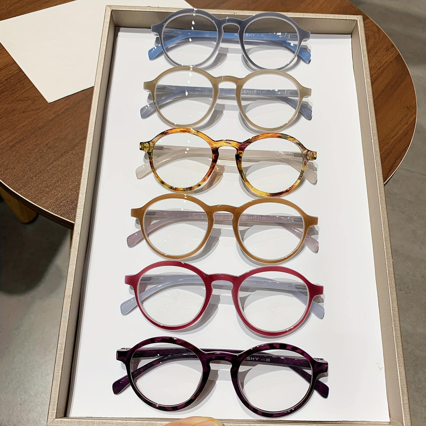Fashion Reading Glasses 6 Pack for Women and Men Full Frame Round Circle PC Frame Multi-Color Lightweight Durable Lenses Vision Aid Readers Magnification Plus 1.0 to Plus 4.0 Mixed Color Value Set