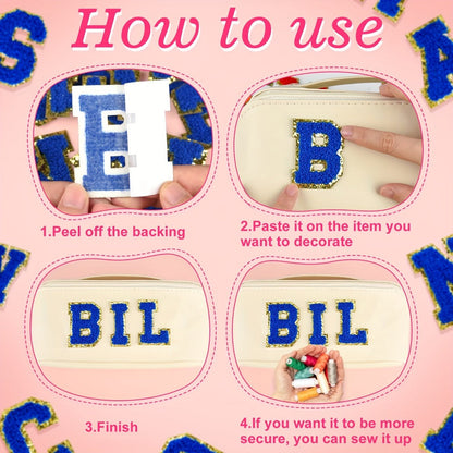 Chenille Letter Patches Self Adhesive A-Z 26pcs – Embroidered Alphabet Applique Stickers for Clothes Bags Hats Phone Cases, DIY Craft Personalized Patch Set Gift for Teens & Kids