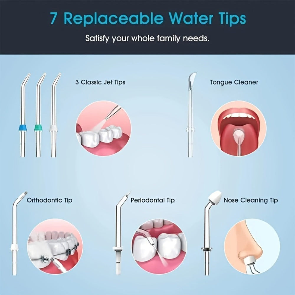 Cordless Water Flosser Electric Oral Irrigator Portable Rechargeable Dental Cleaner - Teeth Cleaning Water Dental Floss for Braces Bridges Gum Care Home Travel Blue Purple