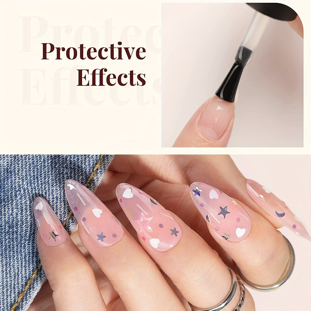 Gel Nail Base & Top Coat Kit 3pcs No-Wipe Glossy & Matte Top Coat + Base Gel — Long-Lasting Soak-Off LED Salon Nail Art Complete System 0.51oz Each for Home & Salon