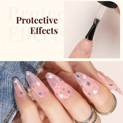 Gel Nail Base & Top Coat Kit 3pcs No-Wipe Glossy & Matte Top Coat + Base Gel — Long-Lasting Soak-Off LED Salon Nail Art Complete System 0.51oz Each for Home & Salon