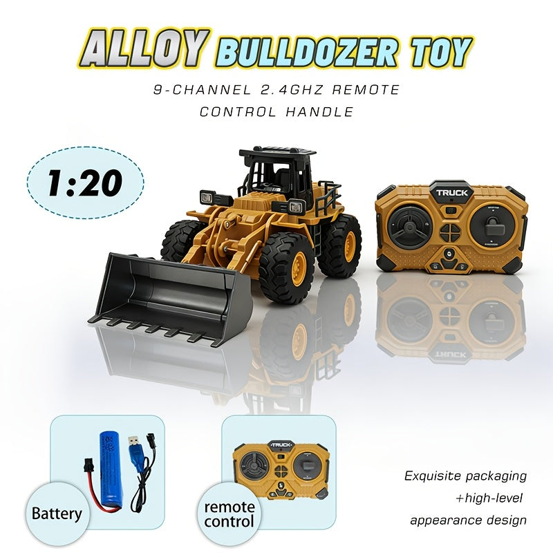 Remote Control Excavator Loader Dump Truck Toy for Kids 2.4GHz Alloy RC Construction Vehicle with Light & Sound, USB Rechargeable, Boys Gift for Halloween Thanksgiving Christmas Birthday Ages 3+