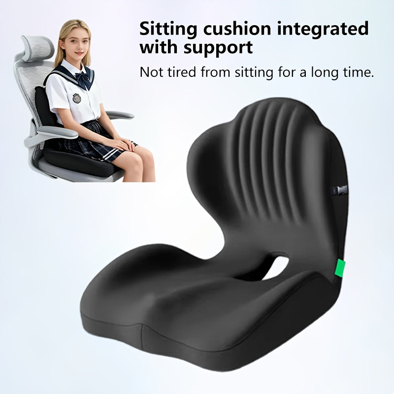 Memory Foam Integrated Seat Cushion, Ergonomically Designed, Raised Back, Hollow And Breathable, Office Chair Cushion, Buttock Cushion, Suitable for Various Scenarios