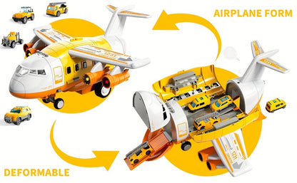 Jumbo Transport Airplane Toy for Kids with 10 Cars & Spray Mist, Cargo Plane Playset Toddler Boy Girl Birthday Gift Ages 3+