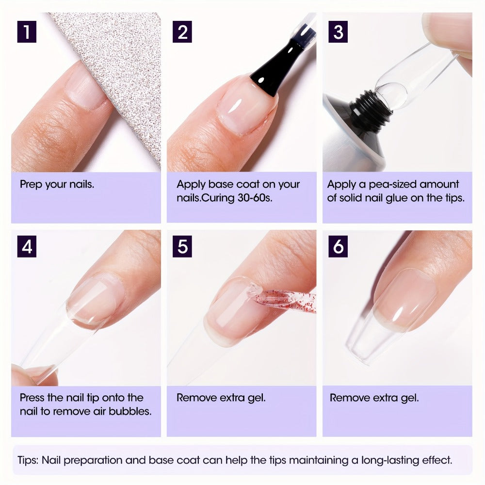 Nail Glue Gel UV LED Solid Formula 30g — Crystal Clear Extra Strong Bond for Press On Nails, Acrylic Tips, Nail Extensions & Rhinestones | Repositionable Before Cure | Lasts Up to 30 Days