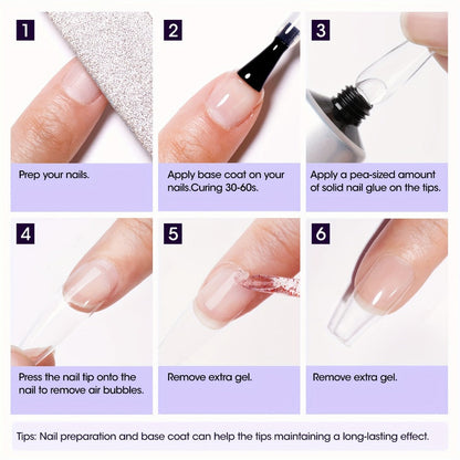 Nail Glue Gel UV LED Solid Formula 30g — Crystal Clear Extra Strong Bond for Press On Nails, Acrylic Tips, Nail Extensions & Rhinestones | Repositionable Before Cure | Lasts Up to 30 Days