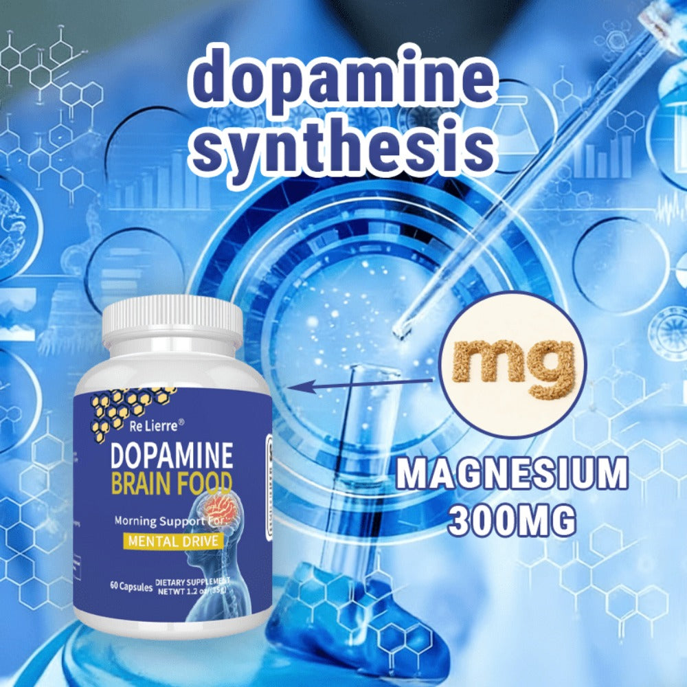 Magnesium Glycinate Brain & Sleep Capsules — Dopamine Support Nootropic Formula | Focus Mental Clarity Mood & Restorative Sleep | High-Potency Daily Supplement | 60 Capsules