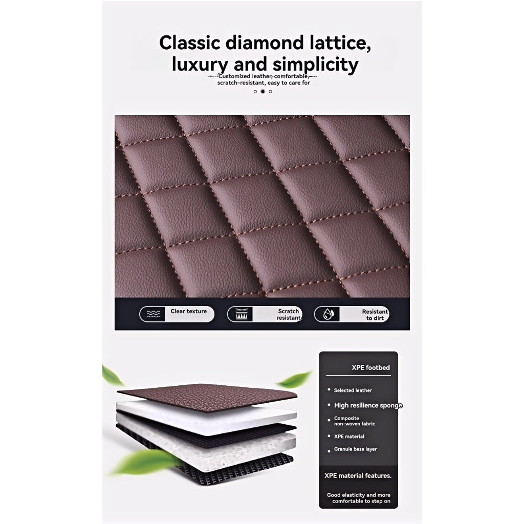 Universal PU Leather Car Floor Mats 4Pcs Set, Non-Slip Backing Waterproof Auto Floor Liners For Cars, SUV, Sedan, Truck, Van, Black