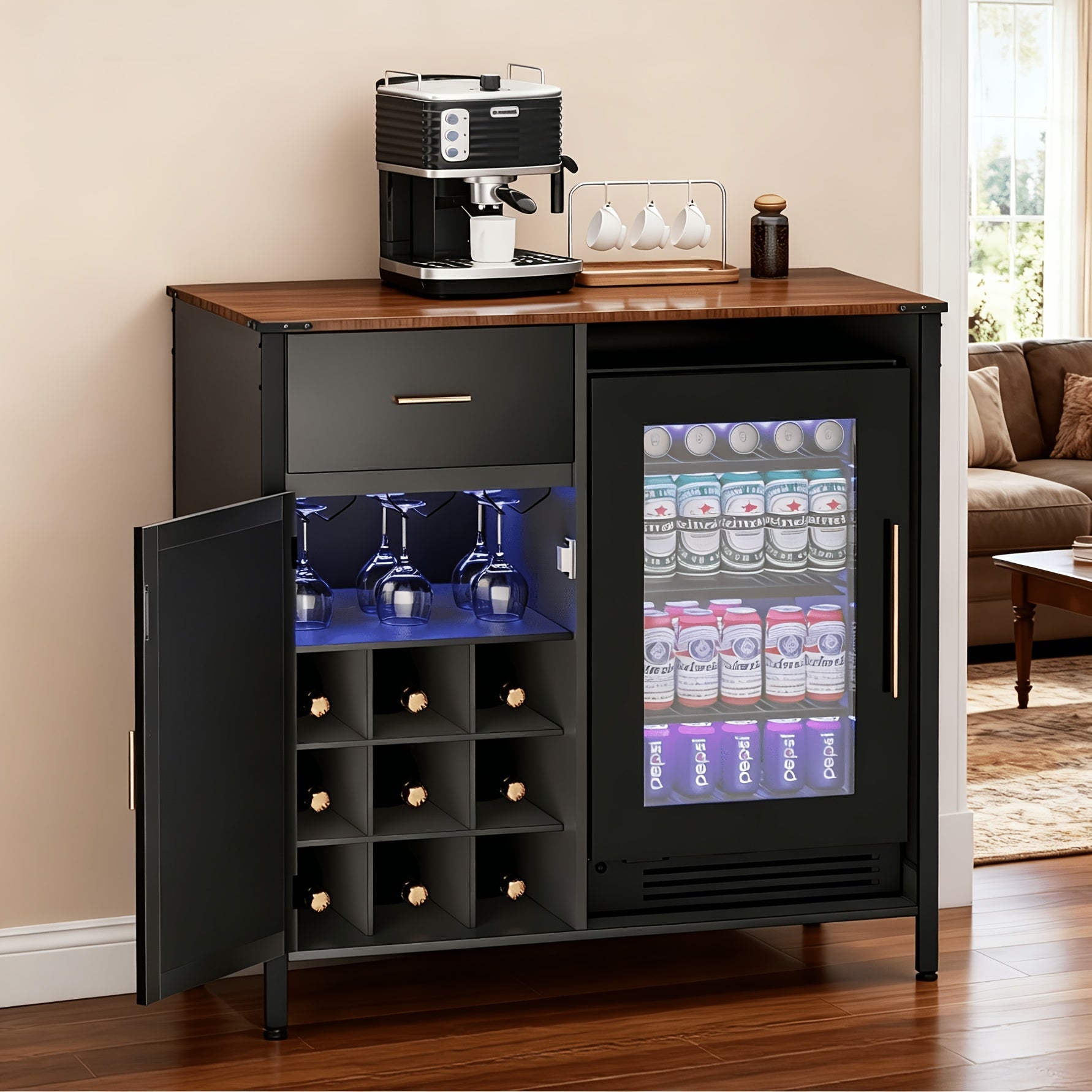 Bar Cabinets and Sideboards shown in the BLACK option