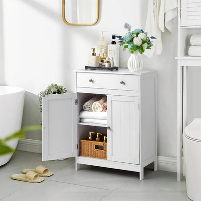 Bathroom Cabinet, Bathroom Storage Cabinet with Double Shutter Doors Soft-Close Drawer shown in the main product view