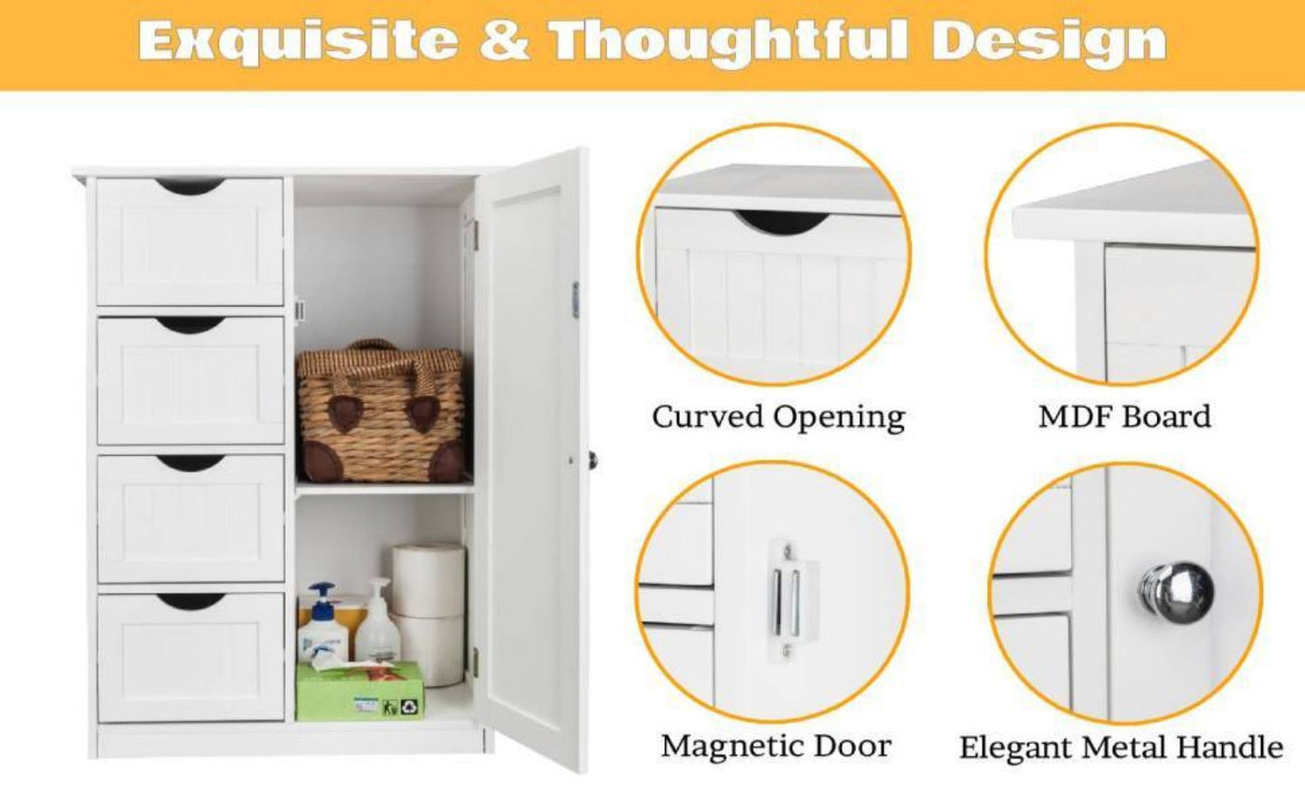 Bathroom Floor Cabinet with Open Shelves for Organized Everyday Storage detail image - detail view 14