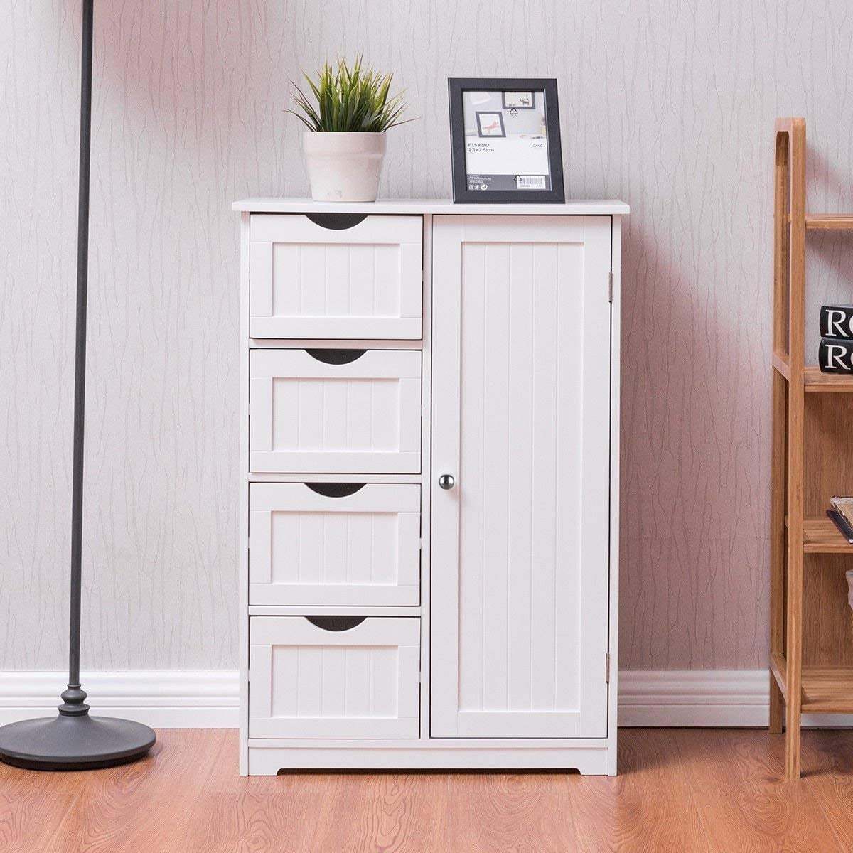 Bathroom Floor Cabinet shown in the 【white】 option