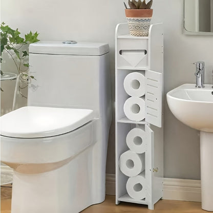 Bathroom Storage Cabinet, PVC Double Door Floor Standing White, Thickened Waterproof shown in the main product view