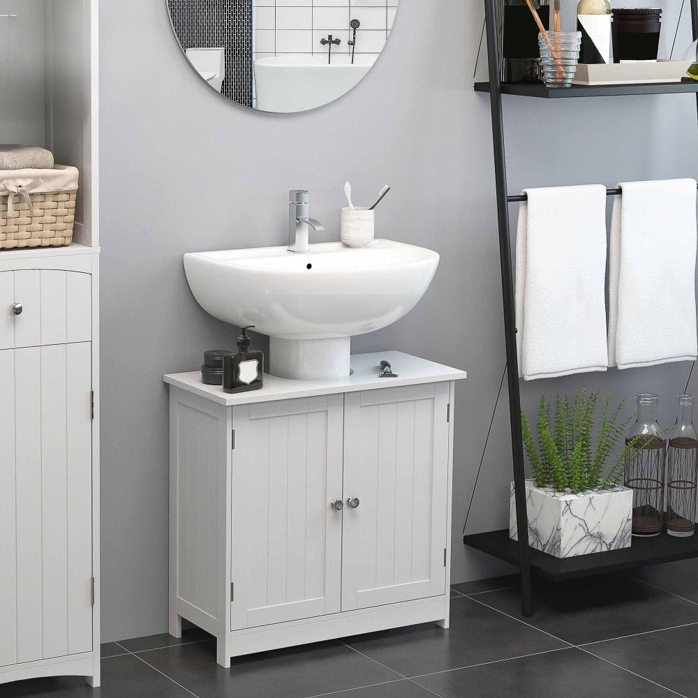 Bathroom Vanity Cabinet, Under Sink Bathroom Cabinet with 2 Doors and Shelf White shown in the main product view