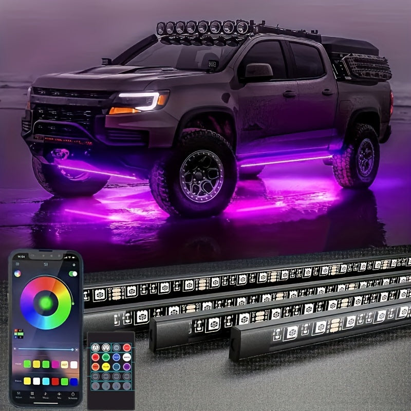 FLYANT Car Neon Accent Strip Lights, RGBIC App-Controlled Underbody Lighting, 16 Million Colors with Wireless Remote, Universal DC 12V for Car Van SUV Truck