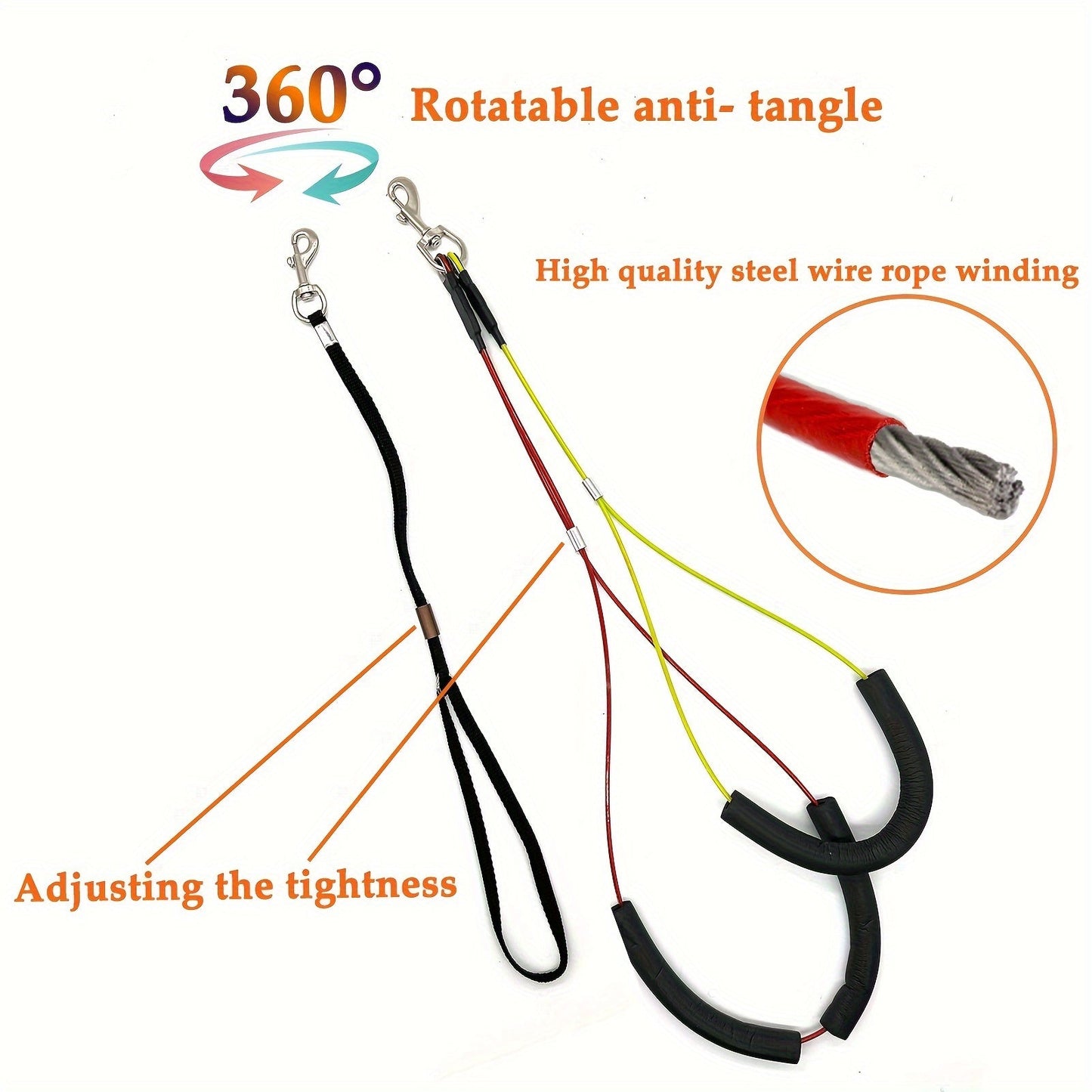 Dog Grooming Arm with Clamp 36 Inch Adjustable 3-Section Iron No-Sit Haunch Holder with Colorful Ropes for Small Medium Dogs Cats Black