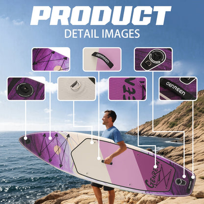11ft SUP Board Inflatable Stand Up Paddle Board – Non-Slip Deck, Wide Stance, Heavy-Duty for Adults Beginners Experts, Yoga Fishing Lake Ocean River, Travel Backpack Included
