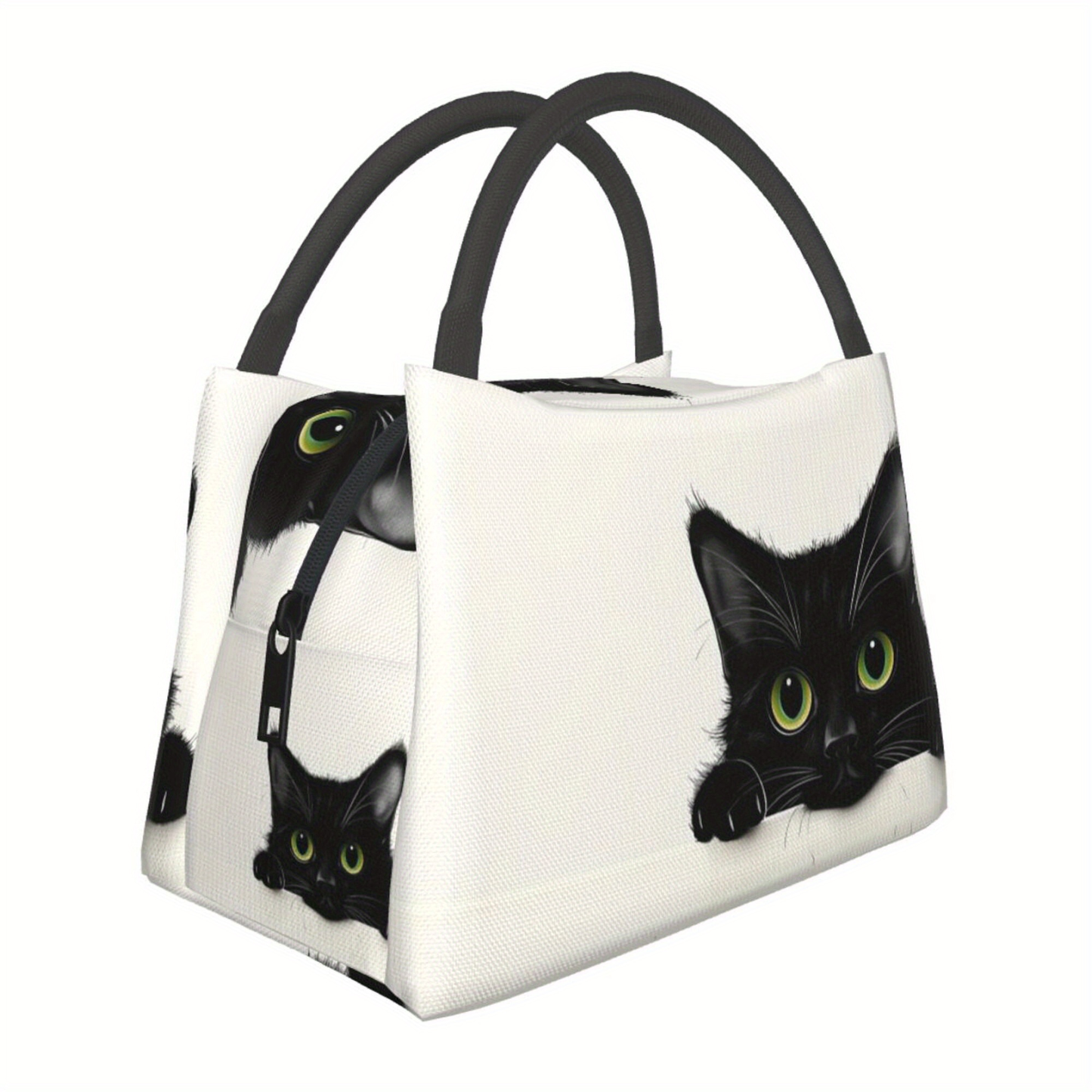 Black Cat Pattern Insulated Cooler Bag - Reusable Thermal Lunch Tote 11x6.3x6.7", Polyester, Keeps Food Hot & Cold, Portable for Picnic, Camping, Work & School, Cute Birthday Gift for Cat Lovers, Women & Kids
