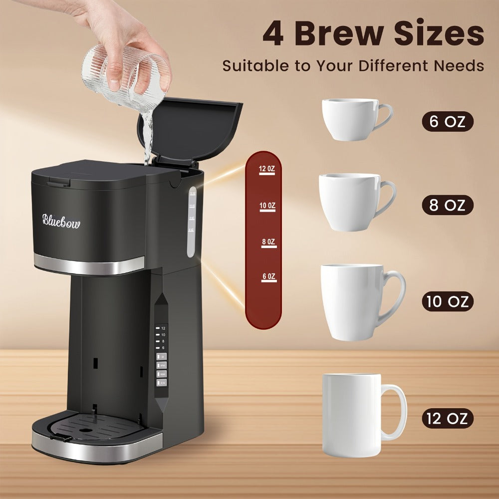 Single Serve Coffee Maker 3-in-1 – Hot & Iced Coffee Machine Compatible with K-Cup Pods, Ground Coffee & Tea, 6-12 oz Brew Sizes, Iced Tea Maker, Compact Countertop Brewer – Black (CM6080/CM6070)
