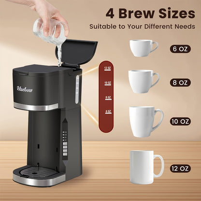 Single Serve Coffee Maker 3-in-1 – Hot & Iced Coffee Machine Compatible with K-Cup Pods, Ground Coffee & Tea, 6-12 oz Brew Sizes, Iced Tea Maker, Compact Countertop Brewer – Black (CM6080/CM6070)