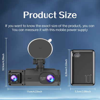 Dash Cam 3-Channel Front Inside Rear – 1080P 170° Wide Angle WiFi Night Vision Loop Recording G-Sensor with 2" IPS Screen & 32GB Card