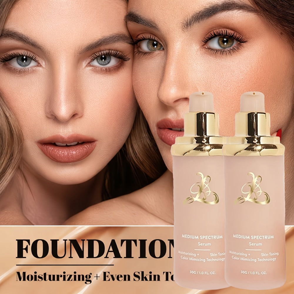 Color Changing Liquid Foundation 4-in-1 Full Coverage Waterproof Long-Lasting Concealer Color Corrector Moisturizing Natural Finish Makeup Base for All Skin Tones Light to Beige