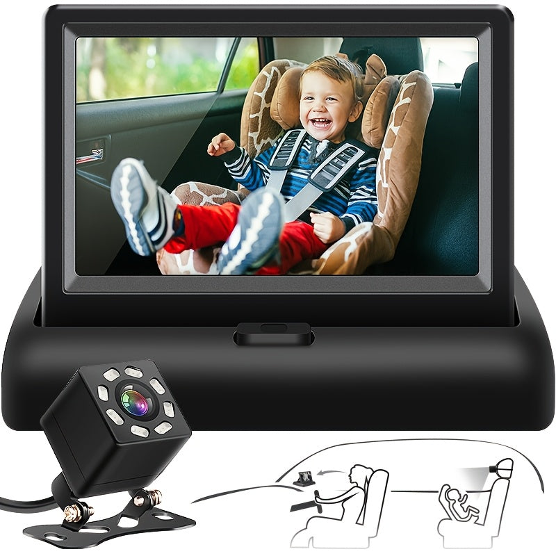 Baby Car Mirror with 4.3'' HD Night Vision Function Display, Safety Car Seat Camera with Wide Crystal Clear View, Easily Observe The Baby's Move(Not USB)