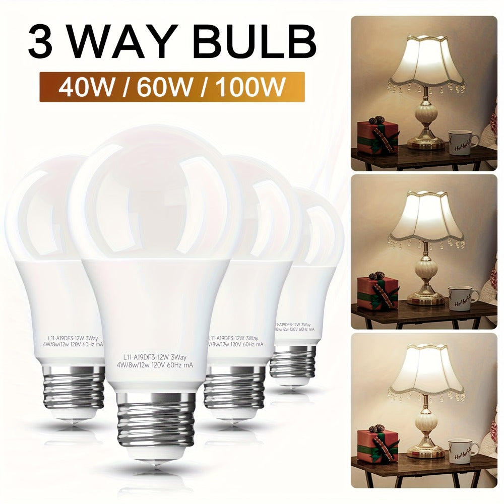 3-Way A19 Light Bulb 50 100 150W Equivalent 1500 Lumens E26 Medium Base – Warm White 2700K & Daylight 5000K Three-Way Bulb for Bedroom Living Room Study Room Floor Lamp, 4 Pack