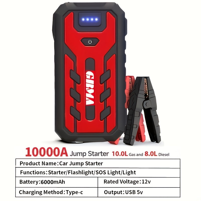 Portable Emergency Power Supply with 7 Functions, Featuring a 150PSI Digital Display. This Car Battery Charger Is Designed for 2.64-Gallon Gasoline Or 2.38-Gallon Diesel Engines, Making It an Ideal Emergency Starter for Vehicles