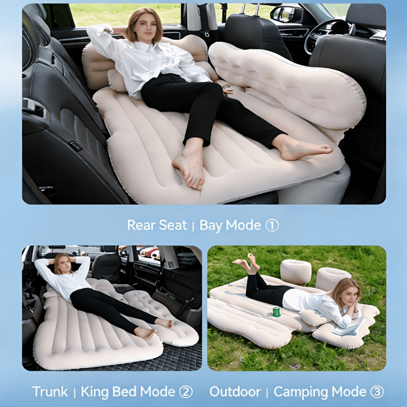 Car Inflatable Mattress SUV Back Seat Sleeping Pad Foldable Portable Travel Air Bed with Electric Pump Storage Bag Repair Kit for Camping Road Trip Outdoor Adventure Fits SUV Sedan MPV